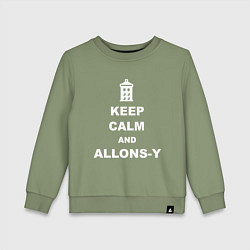 Свитшот хлопковый детский Keep Calm & Allons-Y, цвет: авокадо