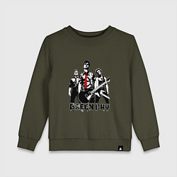 Свитшот хлопковый детский Группа Green Day, цвет: хаки