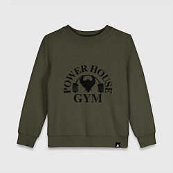 Свитшот хлопковый детский Power House Gym, цвет: хаки