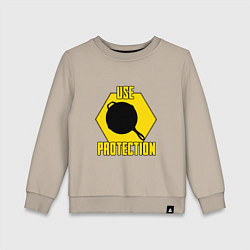 Свитшот хлопковый детский Use Protection, цвет: миндальный