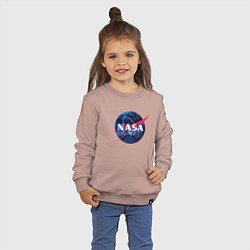 Свитшот хлопковый детский NASA: Cosmic Logo, цвет: пыльно-розовый — фото 2