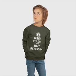 Свитшот хлопковый детский Keep Calm & Buy Bitcoin, цвет: хаки — фото 2