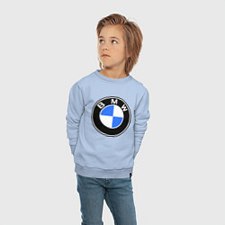 Свитшот хлопковый детский Logo BMW, цвет: мягкое небо — фото 2