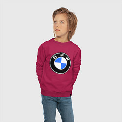 Свитшот хлопковый детский Logo BMW, цвет: маджента — фото 2