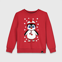 Свитшот хлопковый детский Пингвин в снегу, цвет: красный