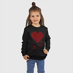 Свитшот хлопковый детский Сердце-вышиванка, цвет: черный — фото 2
