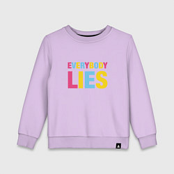 Свитшот хлопковый детский Everybody Lies, цвет: лаванда