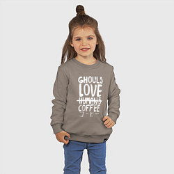 Свитшот хлопковый детский Ghouls Love Coffee, цвет: утренний латте — фото 2