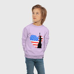 Свитшот хлопковый детский Люблю Америку, цвет: лаванда — фото 2
