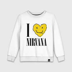 Свитшот хлопковый детский I love Nirvana, цвет: белый