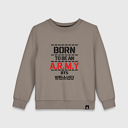 Свитшот хлопковый детский Born to be an ARMY BTS, цвет: утренний латте