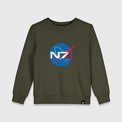 Свитшот хлопковый детский NASA N7, цвет: хаки