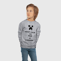 Свитшот хлопковый детский Keep Calm & Hug A Creeper, цвет: меланж — фото 2