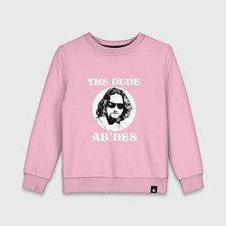Свитшот хлопковый детский The Dude Abides, цвет: светло-розовый