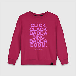 Свитшот хлопковый детский Click Clack Black Pink, цвет: маджента