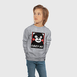 Свитшот хлопковый детский Kumamon: Obey Me, цвет: меланж — фото 2