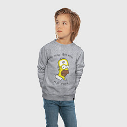 Свитшот хлопковый детский No brain, No pain, цвет: меланж — фото 2