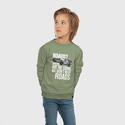 Свитшот хлопковый детский We don't need roads, цвет: авокадо — фото 2