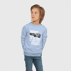 Свитшот хлопковый детский We don't need roads, цвет: мягкое небо — фото 2