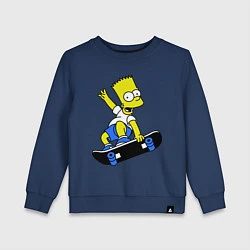 Свитшот хлопковый детский Барт на скейте, цвет: тёмно-синий