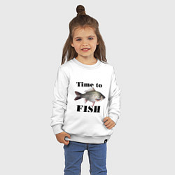 Свитшот хлопковый детский Time to fish, цвет: белый — фото 2