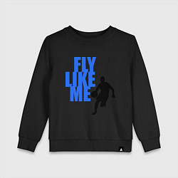 Свитшот хлопковый детский Fly like me, цвет: черный