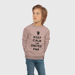 Свитшот хлопковый детский Keep Calm & United fan, цвет: пыльно-розовый — фото 2