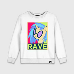 Свитшот хлопковый детский DJ Pon-3 RAVE, цвет: белый