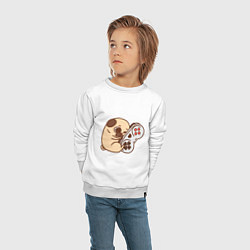 Свитшот хлопковый детский Мопс Игроман, цвет: белый — фото 2