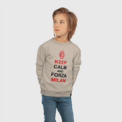 Свитшот хлопковый детский Keep Calm & Forza Milan, цвет: миндальный — фото 2