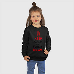 Свитшот хлопковый детский Keep Calm & Forza Milan, цвет: черный — фото 2
