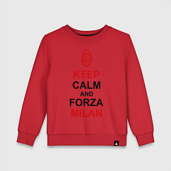 Свитшот хлопковый детский Keep Calm & Forza Milan, цвет: красный