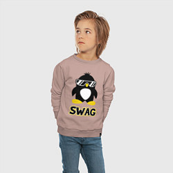 Свитшот хлопковый детский SWAG Penguin, цвет: пыльно-розовый — фото 2