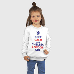 Свитшот хлопковый детский Keep Calm & Chelsea London fan, цвет: белый — фото 2