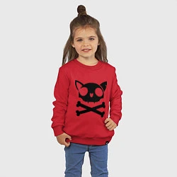 Свитшот хлопковый детский Кошачий пиратскй флаг, цвет: красный — фото 2