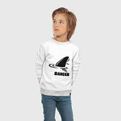 Свитшот хлопковый детский Danger Shark, цвет: белый — фото 2