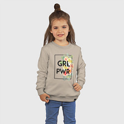 Свитшот хлопковый детский GRL PWR, цвет: миндальный — фото 2