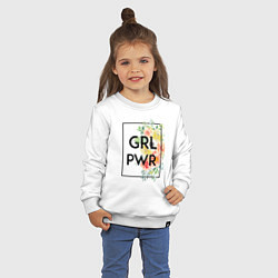 Свитшот хлопковый детский GRL PWR, цвет: белый — фото 2