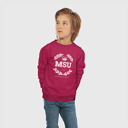 Свитшот хлопковый детский MSU, цвет: маджента — фото 2