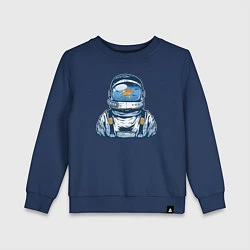 Свитшот хлопковый детский Космонавт-аквариум, цвет: тёмно-синий