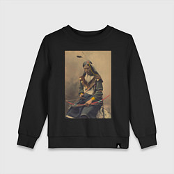 Свитшот хлопковый детский Настоящий индеец, цвет: черный