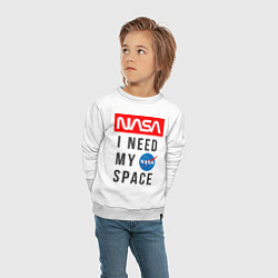 Свитшот хлопковый детский Nasa i need my space, цвет: белый — фото 2