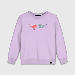 Свитшот хлопковый детский Птички-сердечки, цвет: лаванда