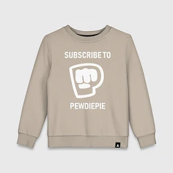 Свитшот хлопковый детский Subscribe to PewDiePie, цвет: миндальный