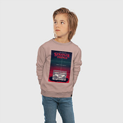 Свитшот хлопковый детский Название и магнитофон, цвет: пыльно-розовый — фото 2