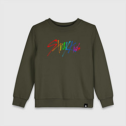 Свитшот хлопковый детский STRAY KIDS АВТОГРАФЫ, цвет: хаки