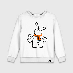 Свитшот хлопковый детский Снеговик играет в снежки, цвет: белый