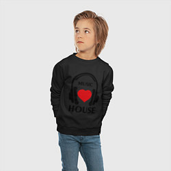 Свитшот хлопковый детский House Music is Love, цвет: черный — фото 2