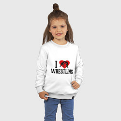 Свитшот хлопковый детский I love wrestling, цвет: белый — фото 2