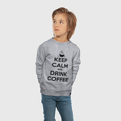 Свитшот хлопковый детский Keep Calm & Drink Coffee, цвет: меланж — фото 2